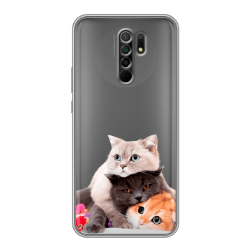 Силиконовый чехол на Xiaomi RedMi 9 с принтом Кошки Силиконовый чехол на Xiaomi RedMi 9 с принтом Кошки