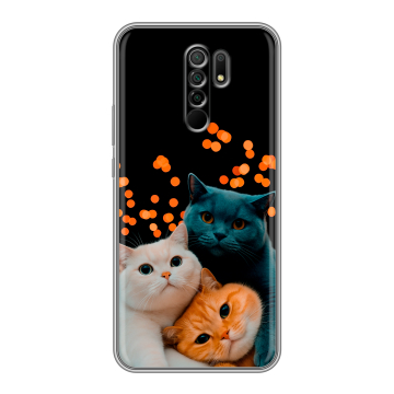 Силиконовый чехол на Xiaomi RedMi 9 с принтом Кошки Силиконовый чехол на Xiaomi RedMi 9 с принтом Кошки