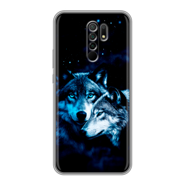 Силиконовый чехол на Xiaomi RedMi 9 с принтом Волки Силиконовый чехол на Xiaomi RedMi 9 с принтом Волки