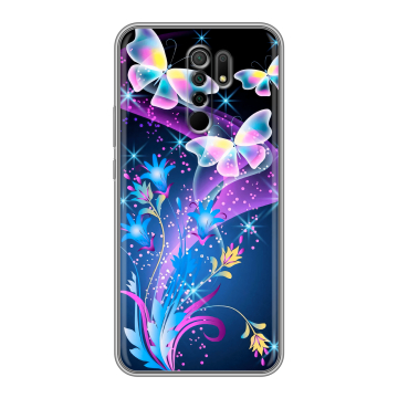 Силиконовый чехол на Xiaomi RedMi 9 с принтом Бабочки Силиконовый чехол на Xiaomi RedMi 9 с принтом Бабочки