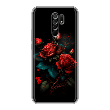 Силиконовый чехол на Xiaomi RedMi 9 с принтом Розы красные Силиконовый чехол на Xiaomi RedMi 9 с принтом Розы красные