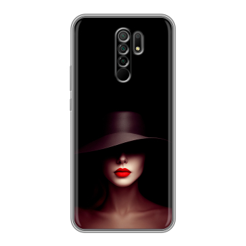 Силиконовый чехол на Xiaomi RedMi 9 с принтом Девушка в шляпе Силиконовый чехол на Xiaomi RedMi 9 с принтом Девушка в шляпе