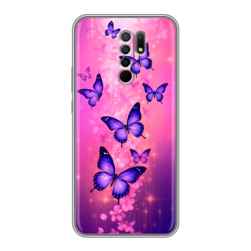 Силиконовый чехол на Xiaomi RedMi 9 с принтом Бабочки Силиконовый чехол на Xiaomi RedMi 9 с принтом Бабочки