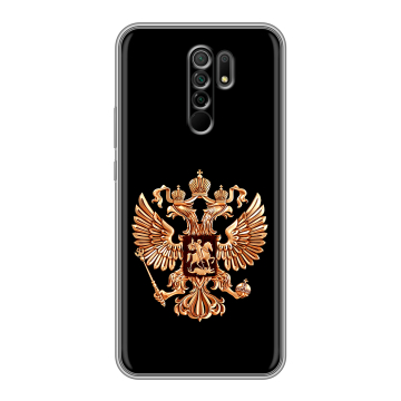 Силиконовый чехол на Xiaomi RedMi 9 с принтом Герб России золотой Силиконовый чехол на Xiaomi RedMi 9 с принтом Герб России золотой