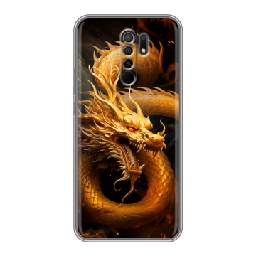 Силиконовый чехол на Xiaomi RedMi 9 с принтом Золотой дракон Силиконовый чехол на Xiaomi RedMi 9 с принтом Золотой дракон