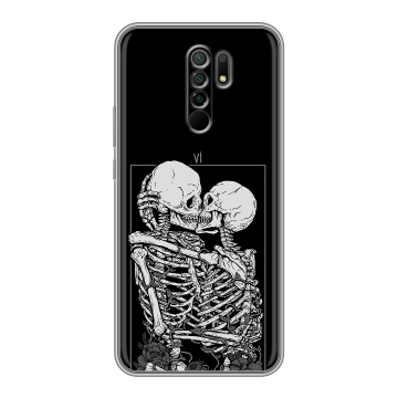 Силиконовый чехол на Xiaomi RedMi 9 с принтом Поцелуй скелетов Силиконовый чехол на Xiaomi RedMi 9 с принтом Поцелуй скелетов
