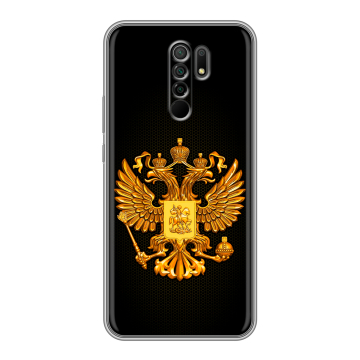 Силиконовый чехол на Xiaomi RedMi 9 с принтом Герб России желтый Силиконовый чехол на Xiaomi RedMi 9 с принтом Герб России желтый