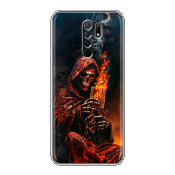 Силиконовый чехол на Xiaomi RedMi 9 с принтом Скелет и карты Силиконовый чехол на Xiaomi RedMi 9 с принтом Скелет и карты