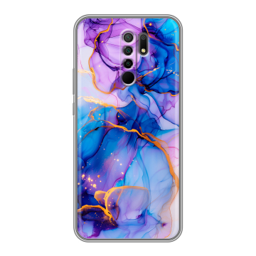 Силиконовый чехол на Xiaomi RedMi 9 с принтом синий мрамор Силиконовый чехол на Xiaomi RedMi 9 с принтом синий мрамор