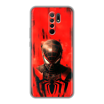 Силиконовый чехол на Xiaomi RedMi 9 с принтом человек паук spiderman Силиконовый чехол на Xiaomi RedMi 9 с принтом человек паук spiderman