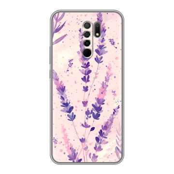 Силиконовый чехол на Xiaomi RedMi 9 с принтом цветы лаванда Силиконовый чехол на Xiaomi RedMi 9 с принтом цветы лаванда