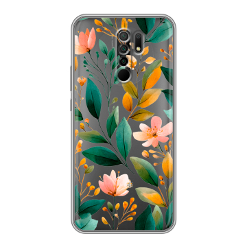 Силиконовый чехол на Xiaomi RedMi 9 с принтом Цветы паттерн