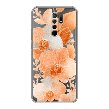 Силиконовый чехол на Xiaomi RedMi 9 с принтом Бежевые цветы