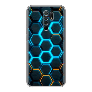 Силиконовый чехол на Xiaomi RedMi 9 с принтом Неоновые соты
