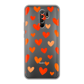 Силиконовый чехол на Xiaomi RedMi 9 с принтом Сердечки