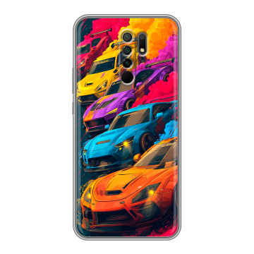 Силиконовый чехол на Xiaomi RedMi 9 с принтом Тачки