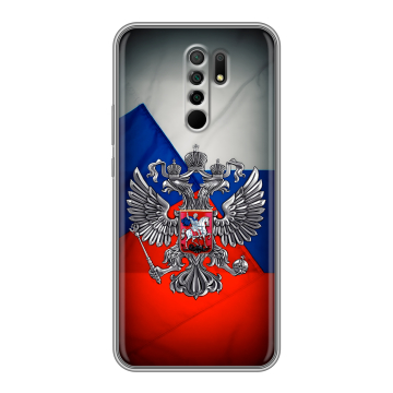 Силиконовый чехол на Xiaomi RedMi 9 с принтом Флаг России Силиконовый чехол на Xiaomi RedMi 9 с принтом Флаг России