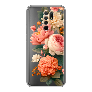 Силиконовый чехол на Xiaomi RedMi 9 с принтом цветы Силиконовый чехол на Xiaomi RedMi 9 с принтом цветы