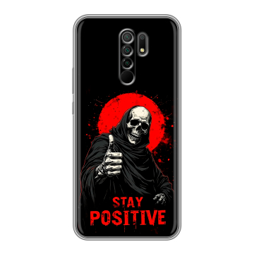 Силиконовый чехол на Xiaomi RedMi 9 с принтом смешной скелет Силиконовый чехол на Xiaomi RedMi 9 с принтом смешной скелет
