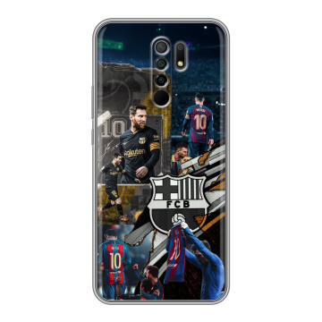 Силиконовый чехол на Xiaomi RedMi 9 с принтом Messi Barcelona Силиконовый чехол на Xiaomi RedMi 9 с принтом Messi Barcelona