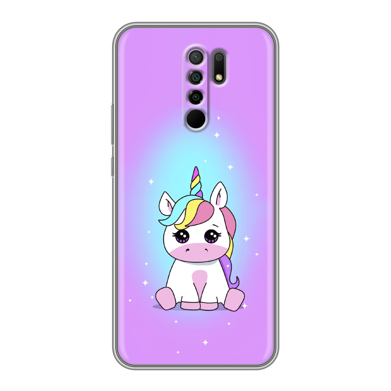 Силиконовый противоударный чехол на Xiaomi RedMi 9 с принтом Единорог Силиконовый противоударный чехол на Xiaomi RedMi 9 с принтом Единорог