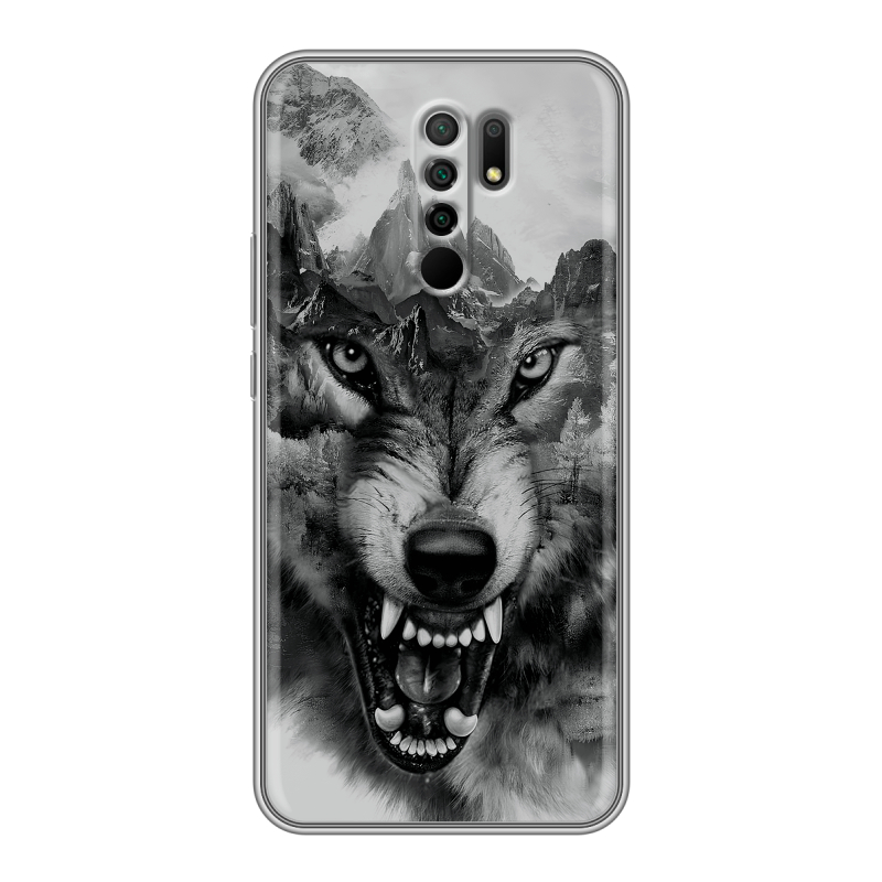 Силиконовый противоударный чехол на Xiaomi RedMi 9 с принтом Волк Силиконовый противоударный чехол на Xiaomi RedMi 9 с принтом Волк