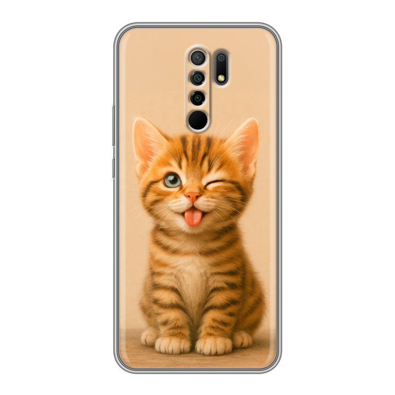 Силиконовый противоударный чехол на Xiaomi RedMi 9 с принтом котенок Силиконовый противоударный чехол на Xiaomi RedMi 9 с принтом котенок