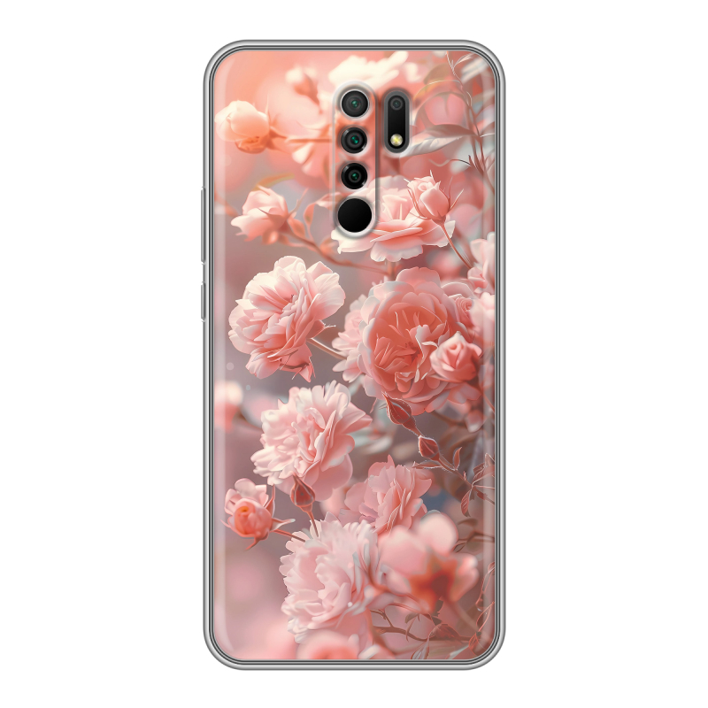 Силиконовый чехол на Xiaomi RedMi 9 с принтом Розовые розы Силиконовый чехол на Xiaomi RedMi 9 с принтом Розовые розы