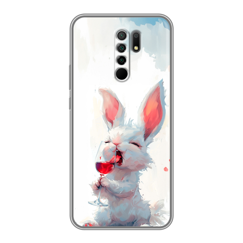 Силиконовый противоударный чехол на Xiaomi RedMi 9 с принтом кролик зайчик Силиконовый противоударный чехол на Xiaomi RedMi 9 с принтом кролик зайчик