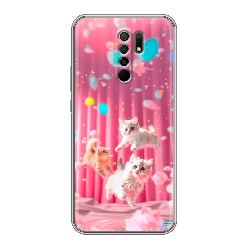 Силиконовый чехол на Xiaomi RedMi 9 с принтом милые котики Силиконовый чехол на Xiaomi RedMi 9 с принтом милые котики