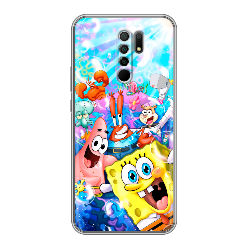 Силиконовый противоударный чехол на Xiaomi RedMi 9 с принтом спанчбоб спанч боб Силиконовый противоударный чехол на Xiaomi RedMi 9 с принтом спанчбоб спанч боб