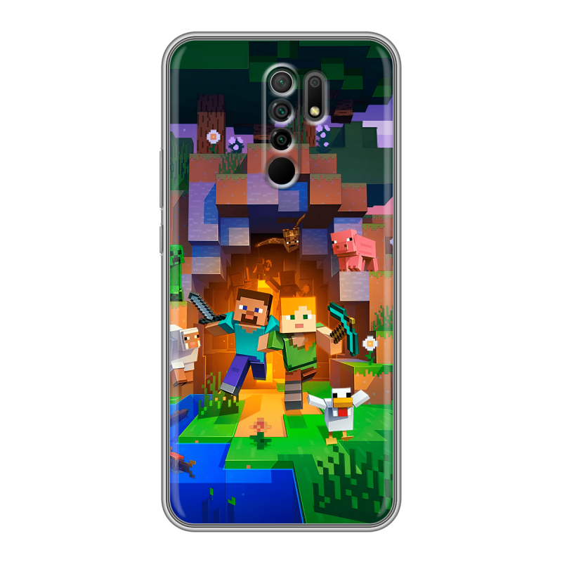 Силиконовый чехол на Xiaomi RedMi 9 с принтом Майнкрафт Minecraft Силиконовый чехол на Xiaomi RedMi 9 с принтом Майнкрафт Minecraft