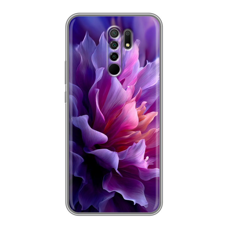 Силиконовый противоударный чехол на Xiaomi RedMi 9 с принтом женский цветы Силиконовый противоударный чехол на Xiaomi RedMi 9 с принтом женский цветы