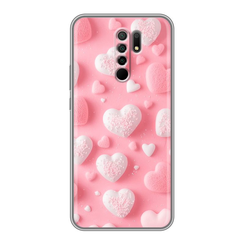 Силиконовый чехол на Xiaomi RedMi 9 с принтом Сердечки Силиконовый чехол на Xiaomi RedMi 9 с принтом Сердечки