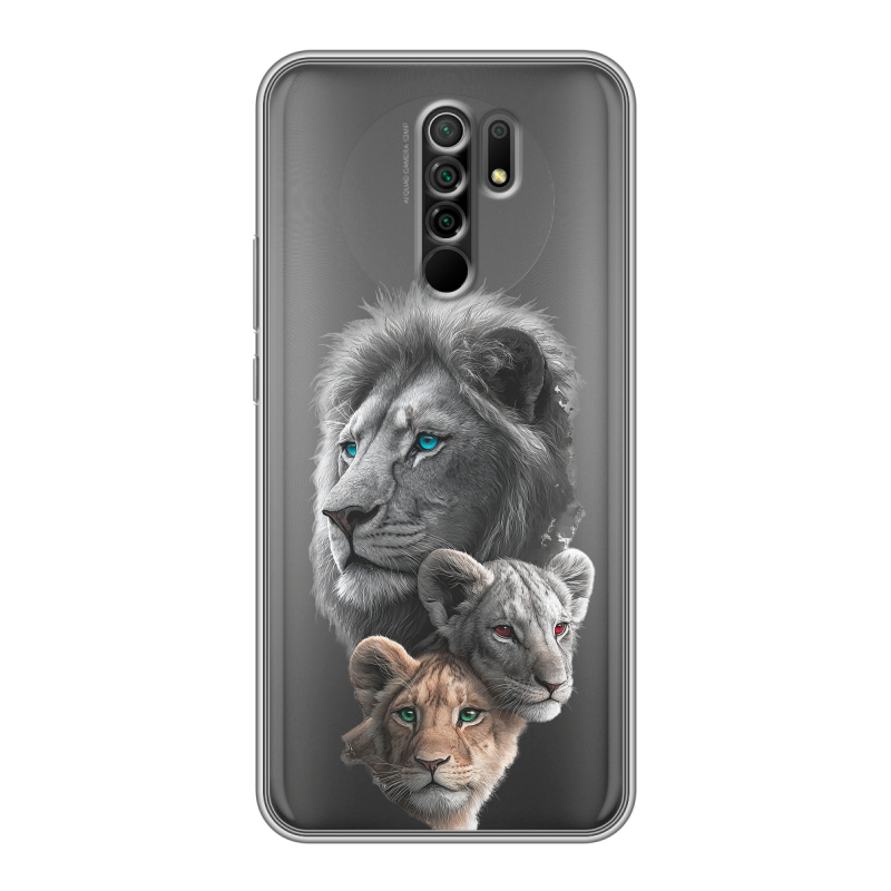 Силиконовый противоударный чехол на Xiaomi RedMi 9 с принтом Львы Силиконовый противоударный чехол на Xiaomi RedMi 9 с принтом Львы