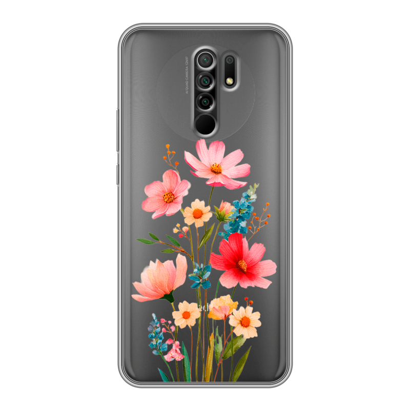 Силиконовый чехол на Xiaomi RedMi 9 с принтом Цветы Силиконовый чехол на Xiaomi RedMi 9 с принтом Цветы
