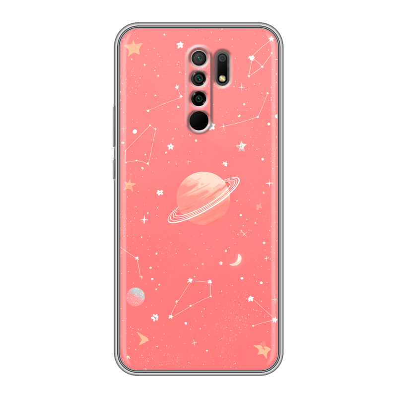 Силиконовый чехол на Xiaomi RedMi 9 с принтом Розовый космос Силиконовый чехол на Xiaomi RedMi 9 с принтом Розовый космос