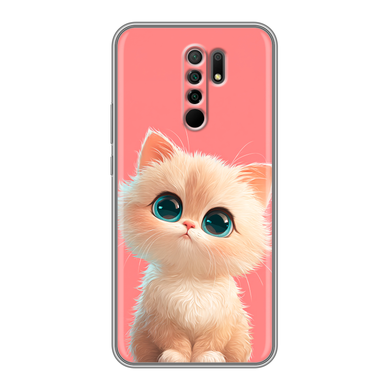 Силиконовый чехол на Xiaomi RedMi 9 с принтом Розовый котенок Силиконовый чехол на Xiaomi RedMi 9 с принтом Розовый котенок