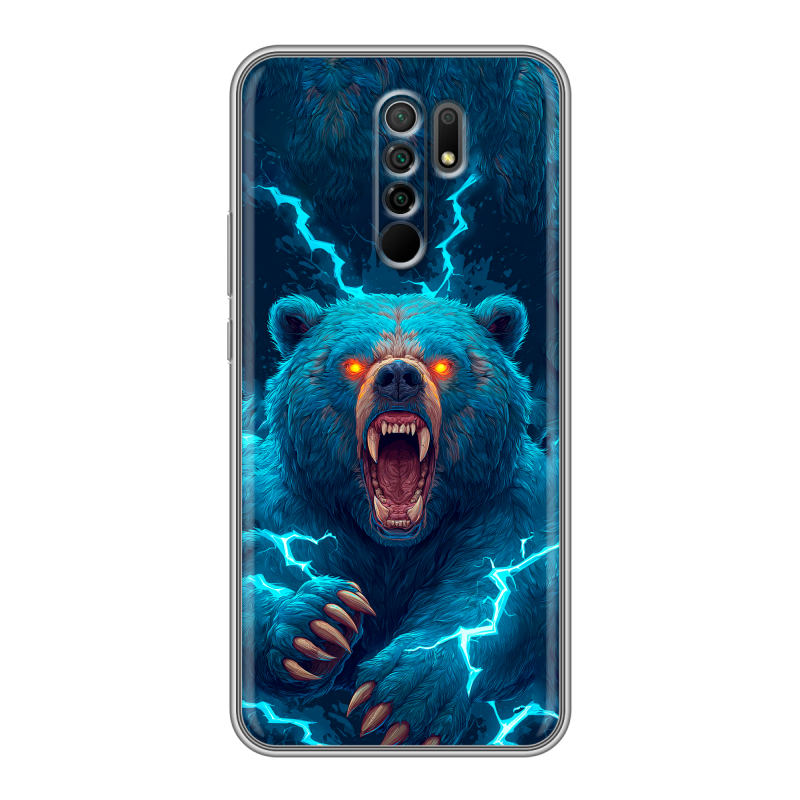 Силиконовый противоударный чехол на Xiaomi RedMi 9 с принтом Медведь Силиконовый противоударный чехол на Xiaomi RedMi 9 с принтом Медведь