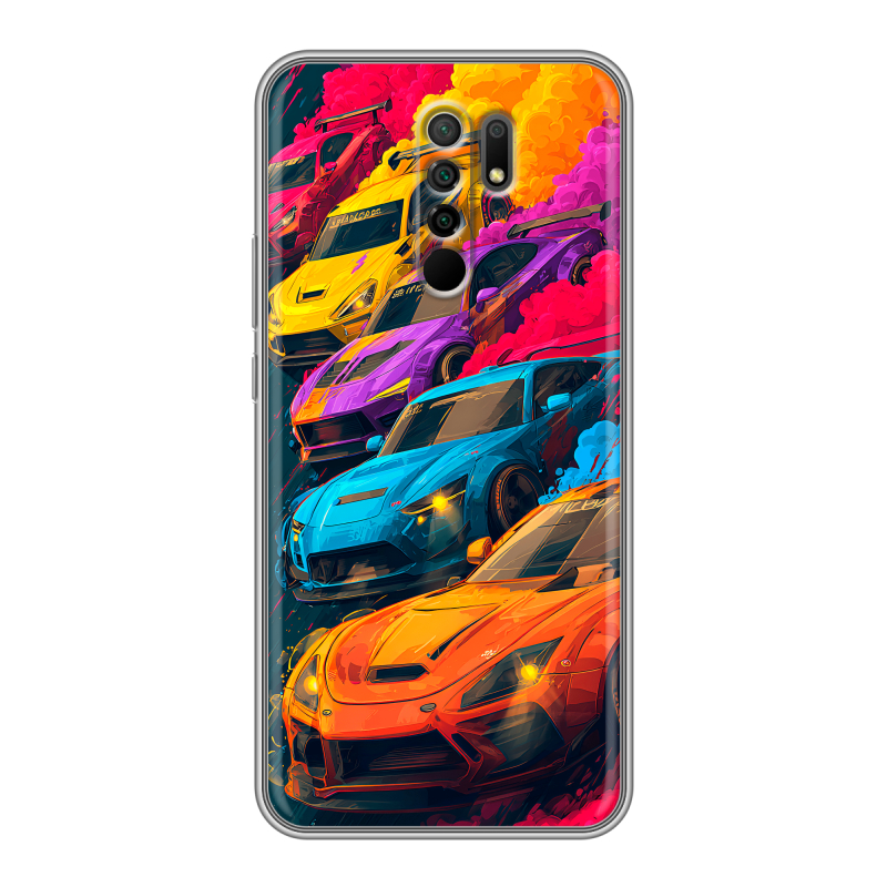 Силиконовый чехол на Xiaomi RedMi 9 с принтом Тачки Силиконовый чехол на Xiaomi RedMi 9 с принтом Тачки
