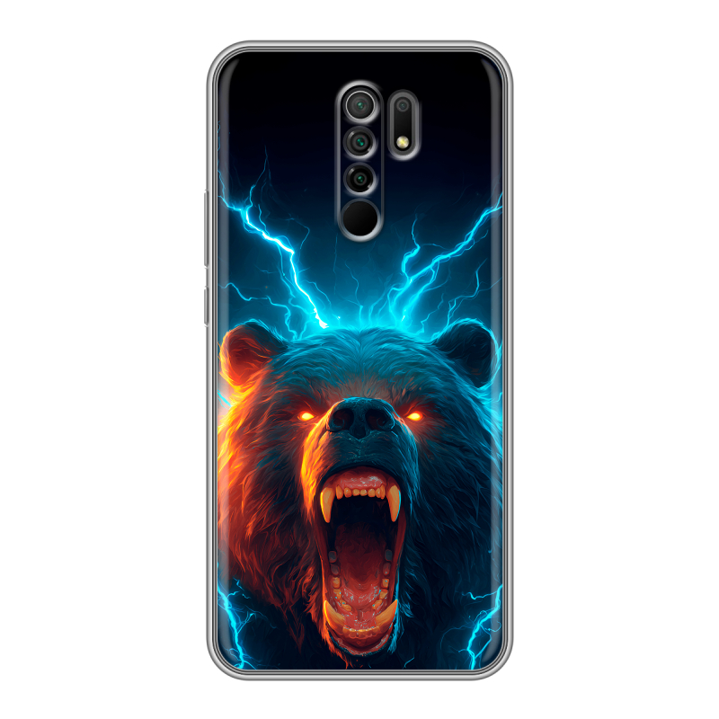 Силиконовый противоударный чехол на Xiaomi RedMi 9 с принтом Медведь Силиконовый противоударный чехол на Xiaomi RedMi 9 с принтом Медведь