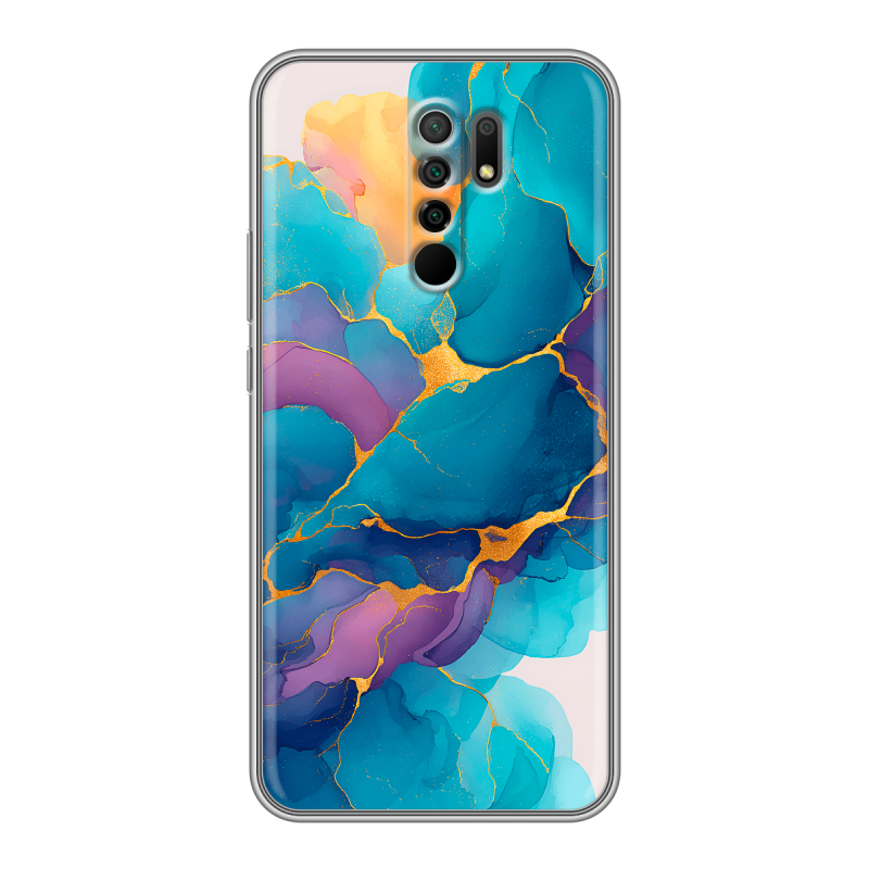 Силиконовый чехол на Xiaomi RedMi 9 с принтом Мрамор блестки Силиконовый чехол на Xiaomi RedMi 9 с принтом Мрамор блестки