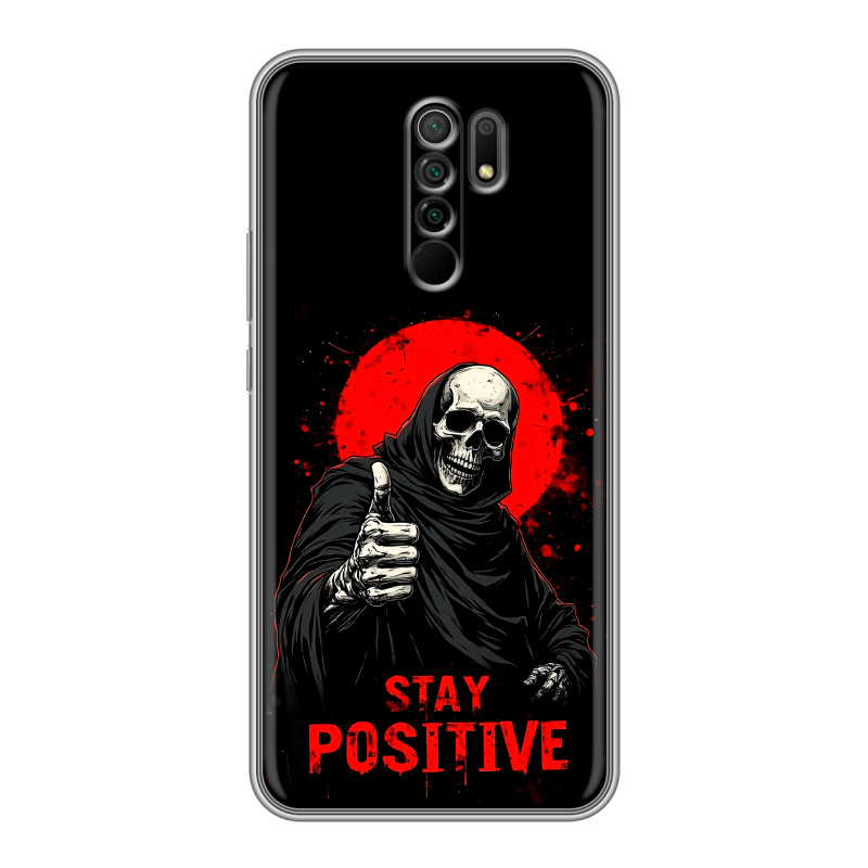 Силиконовый чехол на Xiaomi RedMi 9 с принтом смешной скелет Силиконовый чехол на Xiaomi RedMi 9 с принтом смешной скелет