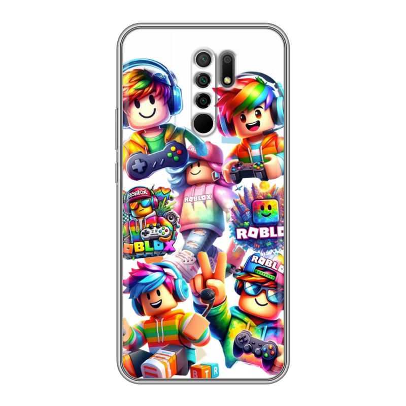 Силиконовый противоударный чехол на Xiaomi RedMi 9 с принтом Roblox Роблокс Силиконовый противоударный чехол на Xiaomi RedMi 9 с принтом Roblox Роблокс