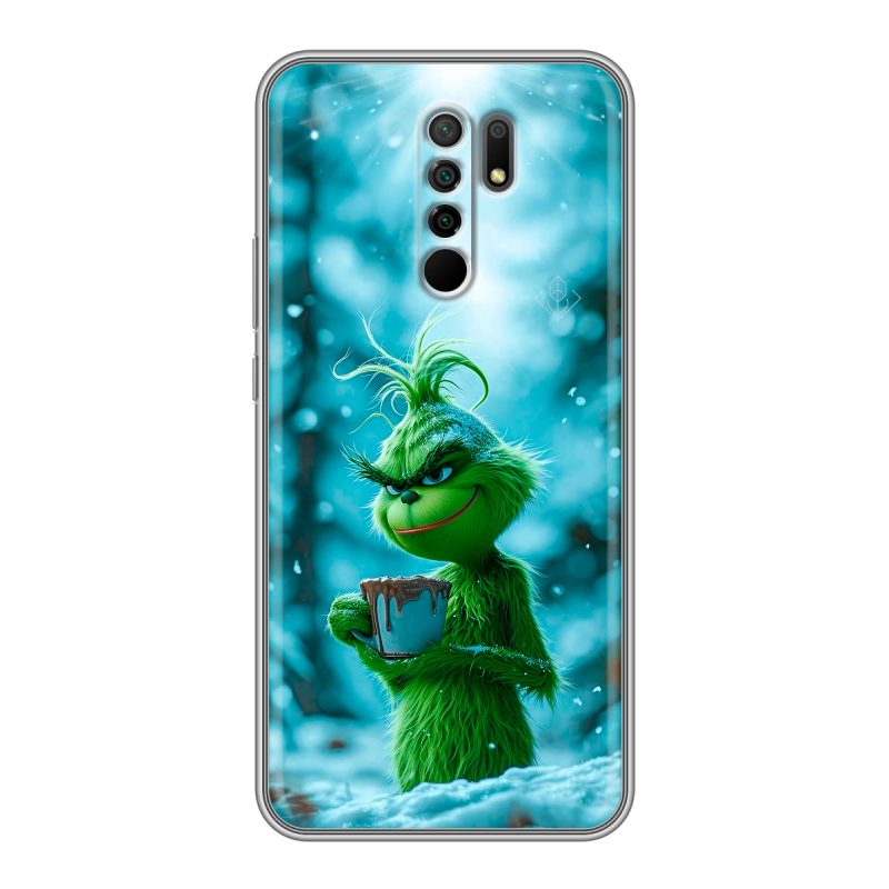Силиконовый противоударный чехол на Xiaomi RedMi 9 с принтом Новый год гринч Силиконовый противоударный чехол на Xiaomi RedMi 9 с принтом Новый год гринч