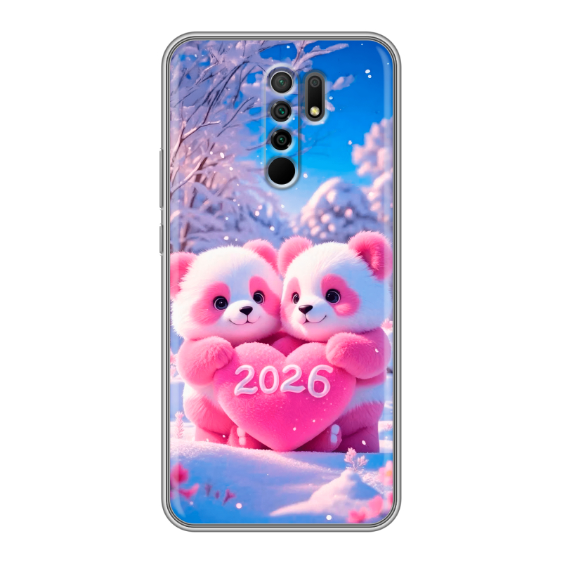 Силиконовый противоударный чехол на Xiaomi RedMi 9 с принтом Новый год Силиконовый противоударный чехол на Xiaomi RedMi 9 с принтом Новый год