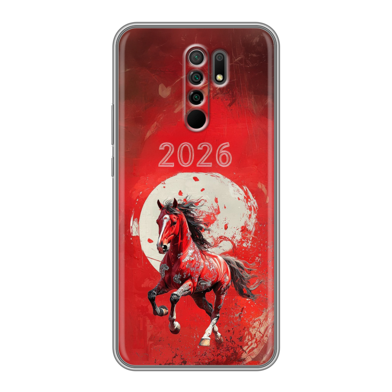 Силиконовый противоударный чехол на Xiaomi RedMi 9 с принтом Новый год Силиконовый противоударный чехол на Xiaomi RedMi 9 с принтом Новый год