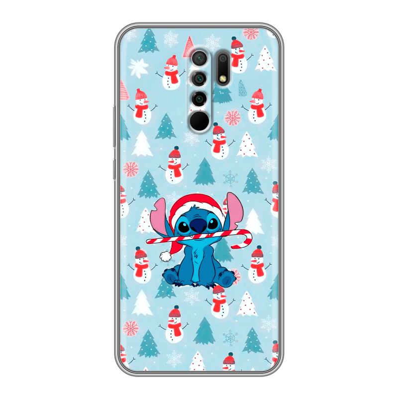 Силиконовый противоударный чехол на Xiaomi RedMi 9 с принтом Стич Новый год Силиконовый противоударный чехол на Xiaomi RedMi 9 с принтом Стич Новый год