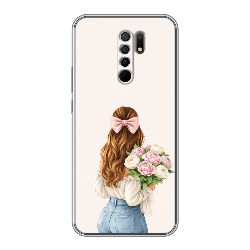 Силиконовый противоударный чехол на Xiaomi RedMi 9 с принтом женский Силиконовый противоударный чехол на Xiaomi RedMi 9 с принтом женский