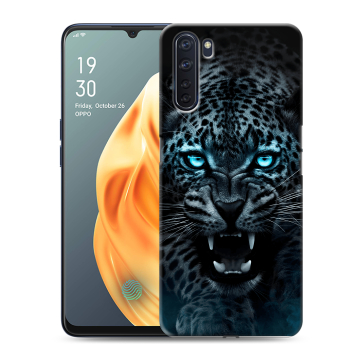 Силиконовый чехол на OPPO A91 с принтом Темный леопард Силиконовый чехол на OPPO A91 с принтом Темный леопард